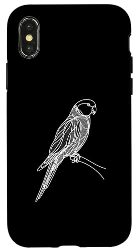 Hülle für iPhone X/XS Line Art Vogel & Ornithologist Australian King-Parrot von Jimbeels