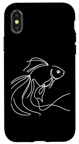 Hülle für iPhone X/XS Simple Line Art Goldfisch von Jimbeels