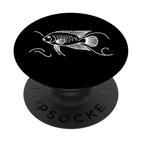 Line Art Fisch Aquarist & Ichthyologe Juwel Buntbarsch PopSockets Klebender PopGrip von Jimbeels