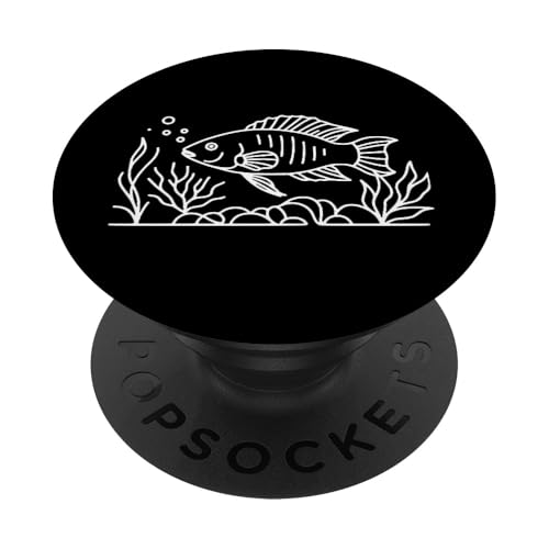 Line Art Fish & Ichthyologe Julidochromis PopSockets Klebender PopGrip von Jimbeels