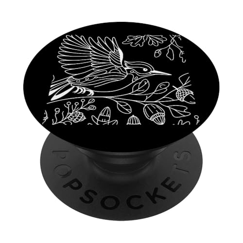 Line Art Vogel- und Ornithologist Eichelspecht PopSockets Klebender PopGrip von Jimbeels