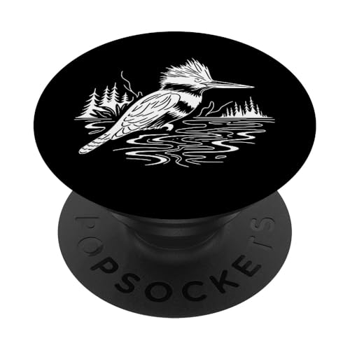 Line Art Vogel & Ornithologist Eisvogel mit Gürtel PopSockets Klebender PopGrip von Jimbeels