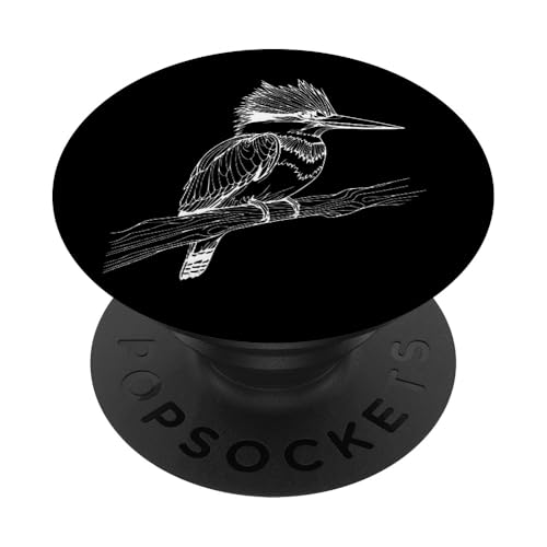 Line Art Vogel & Ornithologist Eisvogel mit Gürtel PopSockets Klebender PopGrip von Jimbeels