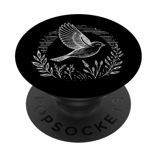 Line Art Vogel- und Ornithologistenhaus Finken PopSockets Klebender PopGrip von Jimbeels