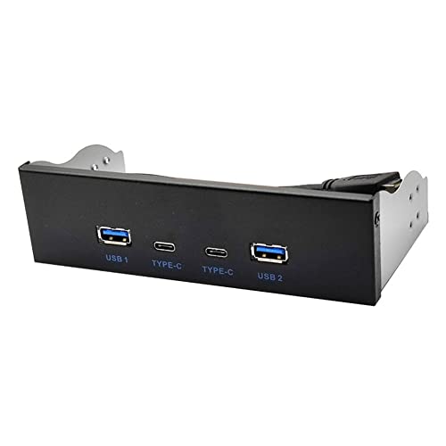 Jimenez USB3.2 TYPE-C 10Gbps Optisches Laufwerk Panel Optisches Laufwerk Panel Schwarz Optisches Laufwerk Panel 2X USB GEN2+2X TYP-C 3,5 5,25 HUB 19PIN zu C-Port Front-Back-Stecker von Jimenez