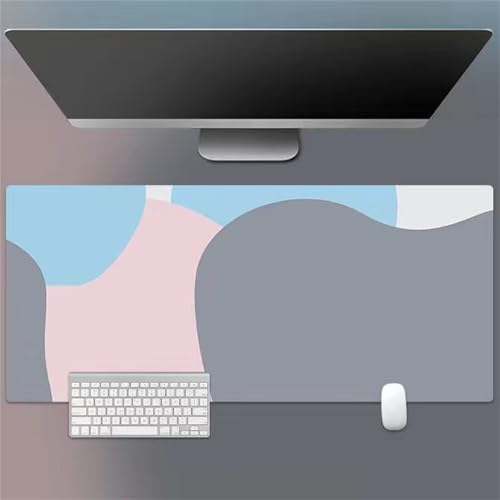 Grau Blau Rosa Mauspad Gaming,800x400x3mm XXL Mousepad,rutschfeste Gummi Mäusepads,Großer Erweiterter Schreibtisch Mouse Pad für Tastatur,PC,Laptop von Jinmer