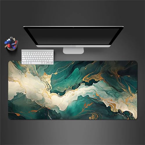 Grün-beige Flüssigkeit Mauspad Gaming,700x400x3mm XXL Mousepad,rutschfeste Gummi Mäusepads,Großer Erweiterter Schreibtisch Mouse Pad für Tastatur,PC,Laptop von Jinmer