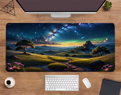 Malerischer Sternenhimmel Mauspad Gaming,1000x500x3mm XXL Mousepad,rutschfeste Gummi Mäusepads,Großer Erweiterter Schreibtisch Mouse Pad für Tastatur,PC,Laptop von Jinmer