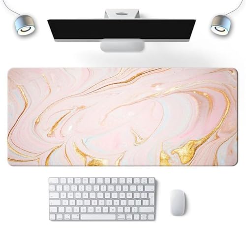 Rosa Gold Marmor Mauspad Gaming,1200x600x3mm XXL Mousepad,rutschfeste Gummi Mäusepads,Großer Erweiterter Schreibtisch Mouse Pad für Tastatur,PC,Laptop von Jinmer