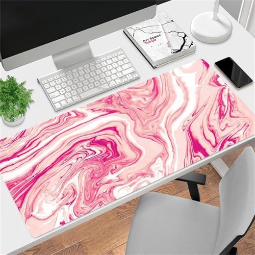 Rosa weiße Flüssigkeiten Mauspad Gaming,1200x600x3mm XXL Mousepad,rutschfeste Gummi Mäusepads,Großer Erweiterter Schreibtisch Mouse Pad für Tastatur,PC,Laptop von Jinmer