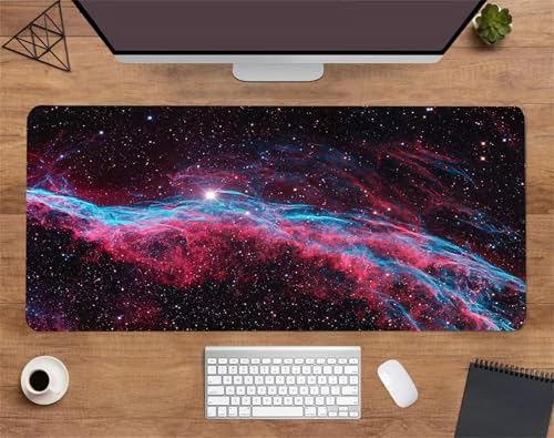 Rote Blaue Galaxie Mauspad Gaming,1200x600x3mm XXL Mousepad,rutschfeste Gummi Mäusepads,Großer Erweiterter Schreibtisch Mouse Pad für Tastatur,PC,Laptop von Jinmer