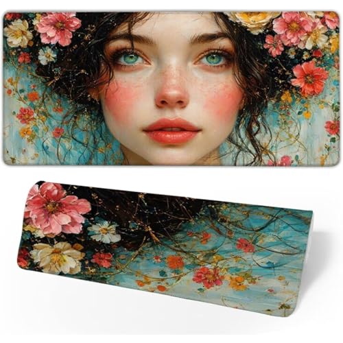 Gaming Mauspad Blumen Mauspad Groß,Schreibtischunterlage Mädchen Mousepad XXL 1400x600x3mm,Mouse Pad Rutschfest & Wasserdicht Verbessert Präzision und Geschwindigkeit,Gaming-Mauspads für PC JC-182 von Jinycoon