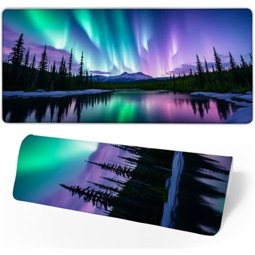 Gaming Mauspad Landschaft Mauspad Groß,Schreibtischunterlage Aurora Mousepad XXL 1500x800x3mm,Mouse Pad Rutschfest & Wasserdicht Verbessert Präzision und Geschwindigkeit,Gaming-Mauspads für PC JC-770 von Jinycoon