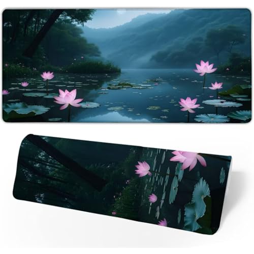 Gaming Mauspad Landschaft Mauspad Groß,Schreibtischunterlage Lotus Mousepad XXL 600x300x3mm,Mouse Pad Rutschfest & Wasserdicht Verbessert Präzision und Geschwindigkeit,Gaming-Mauspads für PC JC-784 von Jinycoon