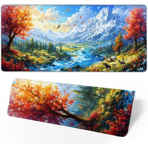 Gaming Mauspad Landschaft Mauspad Groß,Schreibtischunterlage Tier Mousepad XXL 900x500x3mm,Mouse Pad Rutschfest & Wasserdicht Verbessert Präzision und Geschwindigkeit,Gaming-Mauspads für PC JC-86 von Jinycoon