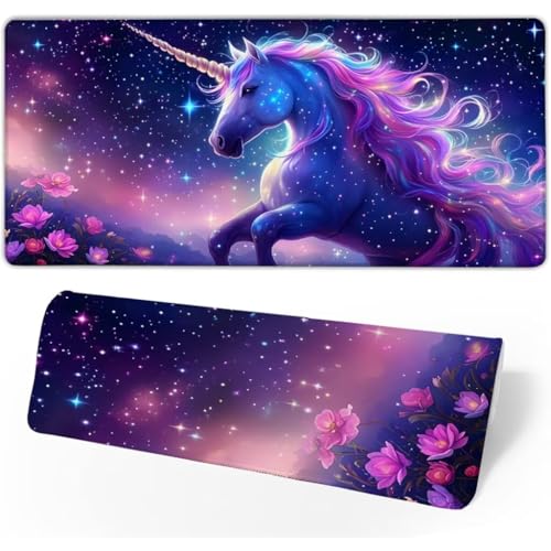 Gaming Mauspad Lila Mauspad Groß, Schreibtischunterlage Einhorn Mousepad XXL 900x500x3mm, Mouse Pad Rutschfest & Wasserdicht Verbessert Präzision und Geschwindigkeit, Gaming-Mauspads für PC JC-548 von Jinycoon