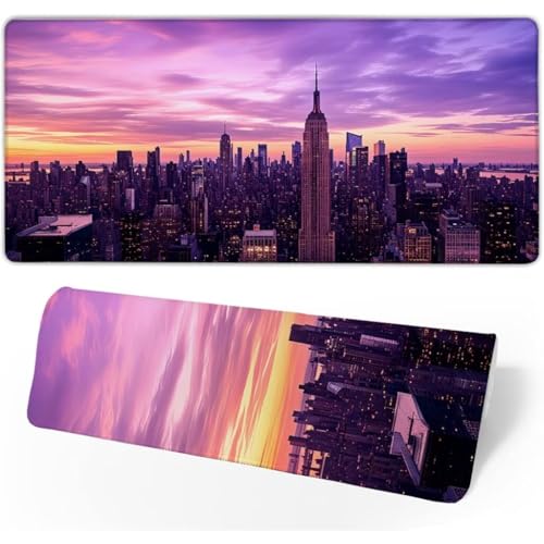 Gaming Mauspad Lila Mauspad Groß,Schreibtischunterlage Stadt Mousepad XXL 900x400x3mm,Mouse Pad Rutschfest & Wasserdicht Verbessert Präzision und Geschwindigkeit,Gaming-Mauspads für PC,Geschenk JC-382 von Jinycoon