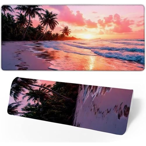 Gaming Mauspad Strand Mauspad Groß, Schreibtischunterlage Sonnenaufgang Mousepad XXL 1500x800x3mm, Mouse Pad Rutschfest & Wasserdicht Verbessert Präzision und Geschwindigkeit, Gaming Zubehör JC-480 von Jinycoon