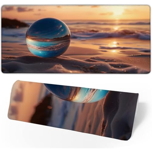 Gaming Mauspad Strand Mauspad Groß, Schreibtischunterlage Sonnenaufgang Mousepad XXL 900x400x3mm, Mouse Pad Rutschfest & Wasserdicht Verbessert Präzision und Geschwindigkeit, Gaming Zubehör JC-858 von Jinycoon