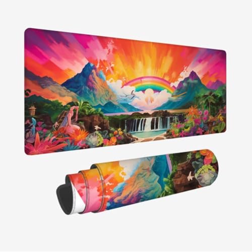 Groß Gaming Mauspad XXL 1200x600x3mm, Mauspad Regenbogen Mousepad, Schreibtischunterlage Landschaft Mousepad Gaming, Verbessert Präzision und Geschwindigkeit, Wasserdicht rutschfest, Geschenke JC-134 von Jinycoon