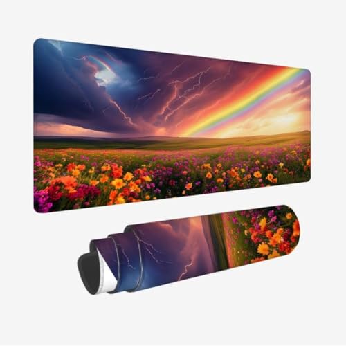 Groß Gaming Mauspad XXL 1600x800x3mm, Mauspad Regenbogen Mousepad, Schreibtischunterlage Blumen Mousepad Gaming, Verbessert Präzision und Geschwindigkeit, Wasserdicht rutschfest, Geschenke JC-776 von Jinycoon