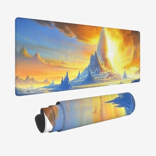 Groß Gaming Mauspad XXL 1600x800x3mm,Mauspad Bergspitze Mousepad,Schreibtischunterlage Sonnenaufgang Mousepad Gaming,Verbessert Präzision und Geschwindigkeit,Wasserdicht rutschfest,Geschenke JC-498 von Jinycoon