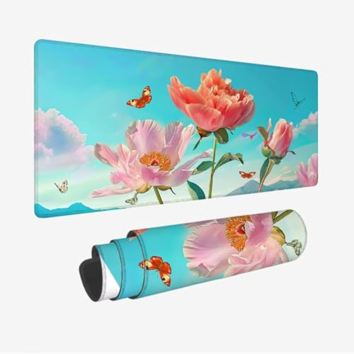 Groß Gaming Mauspad XXL 700x400x3mm, Mauspad Schmetterling Mousepad, Schreibtischunterlage Tulpe Mousepad Gaming, Verbessert Präzision und Geschwindigkeit, Wasserdicht rutschfest, Geschenke JC-632 von Jinycoon