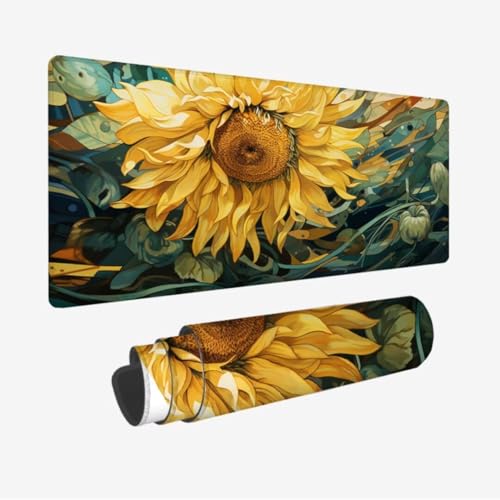 Groß Gaming Mauspad XXL 800x400x3mm, Mauspad Sonnenblume Mousepad, Schreibtischunterlage Anlage Mousepad Gaming, Verbessert Präzision und Geschwindigkeit, Wasserdicht rutschfest, Geschenke JC-128 von Jinycoon