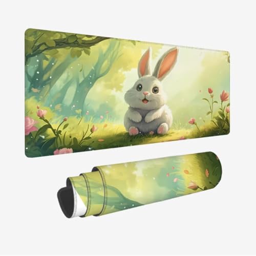 Mauspad Grau XXL 1600x800x3mm,Mousepad Kaninchen Schreibtischunterlage,Wasserdicht Gaming Mauspad,rutschfeste Gummibasis Mouse Pad,Vernähte Kanten Desk Mat,Mauspads für PC,Laptop,Geschenke JC-275 von Jinycoon