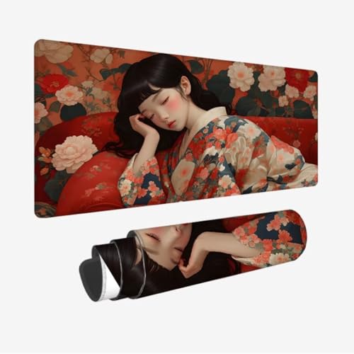 Mauspad Japan XXL 1000x500x3mm,Mousepad Frau Schreibtischunterlage,Wasserdicht Gaming Mauspad,rutschfeste Gummibasis Mouse Pad,Vernähte Kanten Desk Mat,Mauspads für PC,Laptop,Mädchen Geschenke JC-315 von Jinycoon