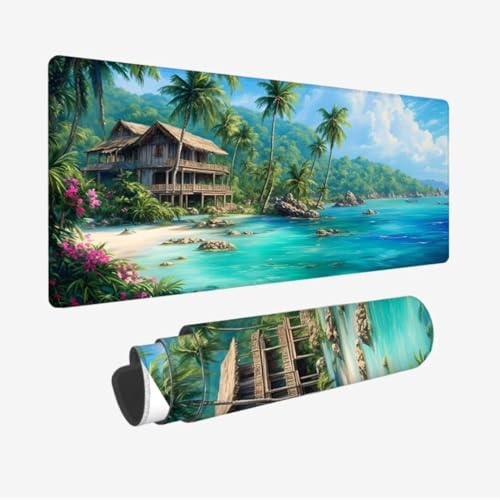 Mauspad Meer XXL 1200x600x3mm,Mousepad Strand Schreibtischunterlage,Wasserdicht Gaming Mauspad,Rutschfeste Gummibasis Mouse Pad,Vernähte Kanten Desk Mat,Mauspads für PC,Laptop,Mädchen Geschenke JC-421 von Jinycoon