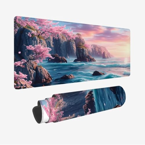 Mauspad Rosa XXL 1000x500x3mm,Mousepad Landschaft Schreibtischunterlage,Wasserdicht Gaming Mauspad,rutschfeste Gummibasis Mouse Pad,Vernähte Kanten Desk Mat,Mauspads für PC,Laptop,Geschenke JC-13 von Jinycoon