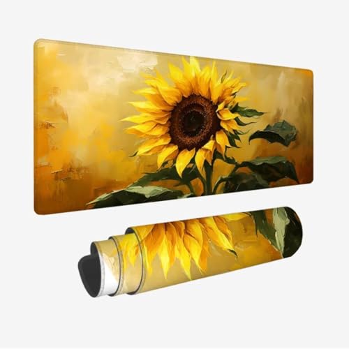 Mauspad Sonnenblume XXL 1200x600x3mm,Mousepad Gelb Schreibtischunterlage,Wasserdicht Gaming Mauspad,rutschfeste Gummibasis Mouse Pad,Vernähte Kanten Desk Mat,Mauspads für PC,Laptop,Geschenke JC-259 von Jinycoon