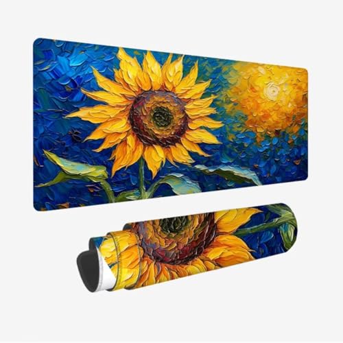 Mauspad Sonnenblume XXL 800x300x3mm,Mousepad Sternenhimmel Schreibtischunterlage,Wasserdicht Gaming Mauspad,rutschfeste Gummibasis Mouse Pad,Vernähte Kanten Desk Mat,Mauspads für PC,Laptop JC-373 von Jinycoon