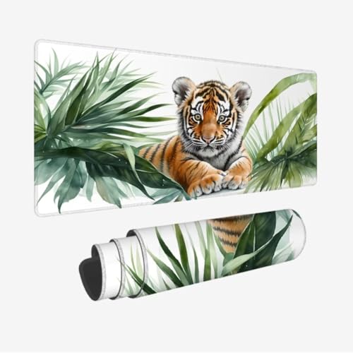 Mauspad Tiger XXL 700x300x3mm,Mousepad Anlage Schreibtischunterlage,Wasserdicht Gaming Mauspad,rutschfeste Gummibasis Mouse Pad,Vernähte Kanten Desk Mat,Mauspads für PC,Laptop,Mädchen Geschenke JC-15 von Jinycoon