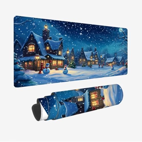 Mauspad Weihnachten XXL 500x250x3mm, Mousepad Schneemann Schreibtischunterlage, Wasserdicht Gaming Mauspad, rutschfeste Gummibasis Mouse Pad, Vernähte Kanten Desk Mat, Mauspads für PC, Laptop JC-337 von Jinycoon