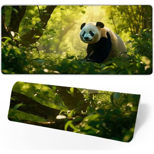 Mauspad XXL 1400x600x3mm, Mousepad Wald Schreibtischunterlage, Gaming Mauspad Panda Mouse Pad Wasserdicht, Genähte Kanten Desk Mat, Mauspads mit rutschfeste Gummibasis für PC, Laptop, Geschenk JC-779 von Jinycoon