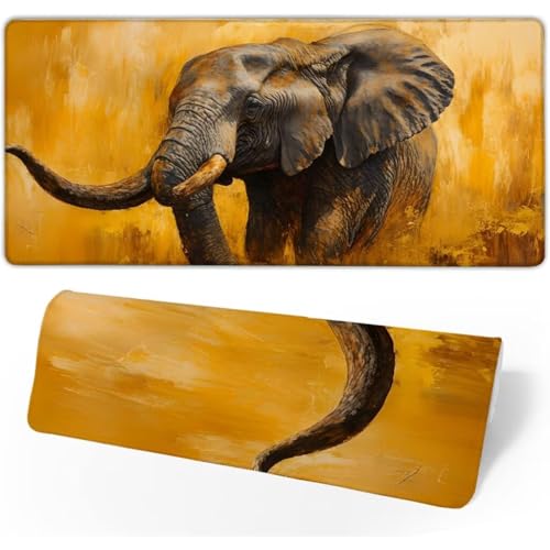 Mauspad XXL 1400x600x3mm,Mousepad Tier Schreibtischunterlage,Gaming Mauspad Elefant Mouse Pad Wasserdicht,Genähte Kanten Desk Mat,Mauspads mit rutschfeste Gummibasis für PC,Laptop,Geschenk JC-277 von Jinycoon