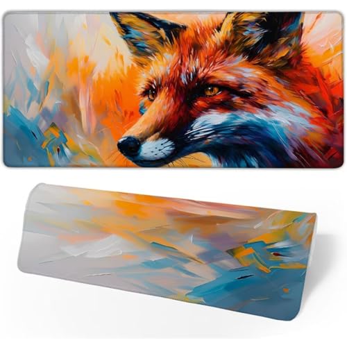 Mauspad XXL 800x300x3mm, Mousepad Orange Schreibtischunterlage, Gaming Mauspad Fuchs Mouse Pad Wasserdicht, Genähte Kanten Desk Mat, Mauspads mit Rutschfeste Gummibasis für PC, Laptop, Geschenk JC-209 von Jinycoon