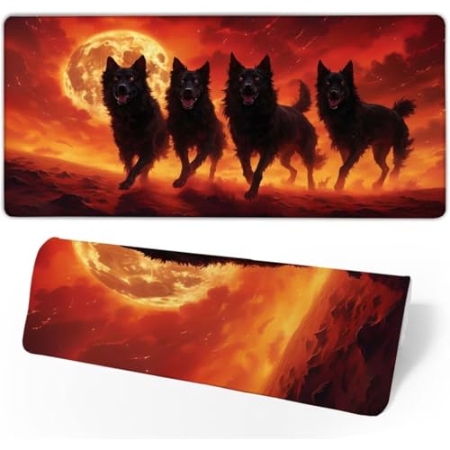 Mauspad XXL 800x300x3mm, Mousepad Schwarz Schreibtischunterlage, Gaming Mauspad Hund Mouse Pad Wasserdicht, Genähte Kanten Desk Mat, Mauspads mit Rutschfeste Gummibasis für PC, Laptop, Geschenk JC-781 von Jinycoon