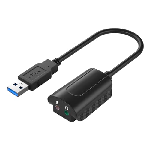 Jiqoe Externer USB Soundkartenadapter Stereokonverter Headset Mikrofon Kopfhörer Laptop Desktops von Jiqoe