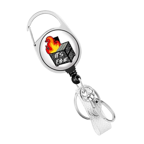 Jlkegfdf Dumpster Fire Badge Reel | Ausziehbarer Ausweishalter, einziehbarer Schlüsselanhänger Namensschildclip für Ausweis und Schlüssel, Ausweishalter mit Karabinerhaken von Jlkegfdf