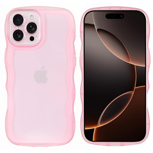 Jockvo Handyhülle für iPhone 16 Pro 16 cm (6,3 Zoll), weiches, transparentes TPU, gewellte Kanten, präziser Kameraschutz, stoßfeste Handyhüllen für Damen, Herren, Jungen, Mädchen (Rosa) von Jockvo