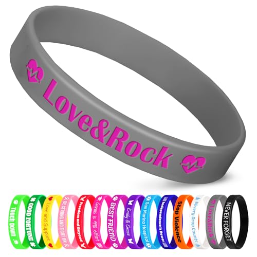 Jodimitty 10 Stück Personalisiertes Armband Silikon Armbänder Damen Herren, Custom Text & ICON, Bulk Armband für Event Festival Hochzeit Party Bewusstsein Motivation, 202x12mm (Grau) von Jodimitty