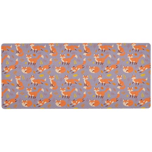 Cute Foxes Schreibtischunterlage, rutschfest, komplettes Schreibtisch-Mauspad, 80 x 40 cm, glatte Oberfläche für präzise Kontrolle, Violett von Joitme