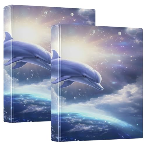 Fantasy Delphin Blue Binder Notizbuch, 1 Packung, Ordner-Organizer, große Ordner, 3 Ringe von Joitme