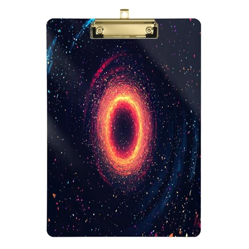 Galaxy Black Hole Schwarzes Büro-Klemmbrett mit goldenem Metallclip, dickes und glattes Klemmbrett für Kunst von Joitme