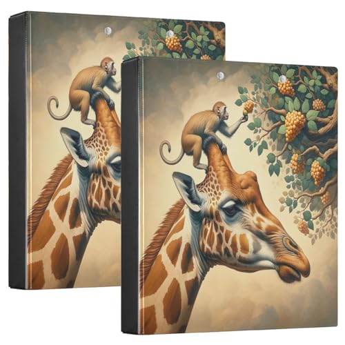 Giraffe Affenbaum Beige Rezept 3 Ringbuch 2 Pack PVC Hält 200 Blatt Großer Ordner von Joitme