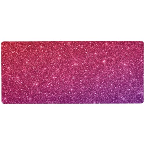 Glitzernde rote und violette Pad-Maus für Gaming und Büro, komplettes Schreibtisch-Mauspad, 89,9 x 40,9 cm, glatte, rutschfeste Oberfläche von Joitme