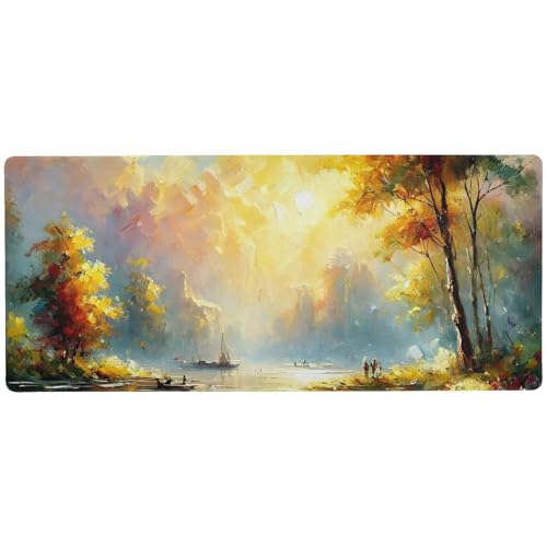 Golden Lake Yellow Gaming-Schreibtischunterlage, rutschfest, große Schreibtischunterlage, 80 x 40 cm, glatte Oberfläche für präzise Kontrolle von Joitme